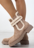 Μποτάκια suede με συνθετικό sheepskin ERYNN