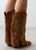 Μπότες cowboy suede με γύρισμα ERYNN
