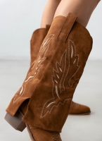 Μπότες cowboy suede με γύρισμα ERYNN