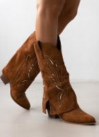 Μπότες cowboy suede με γύρισμα ERYNN