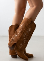 Μπότες cowboy suede με γύρισμα ERYNN