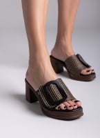 Mules από ψάθα με εφέ τοκά Refresh 172522