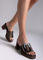 Mules από ψάθα με εφέ τοκά Refresh 172522