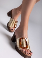 Mules από ψάθα με εφέ τοκά Refresh 172522