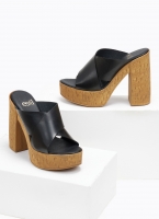 Mules crossover δερμάτινα με φελλό