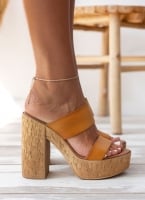 Mules δερμάτινα με φελλό estil