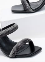 Mules με στρας και μεταλλικό τακούνι