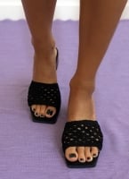 Mules suede με πλεκτή φάσα ERYNN