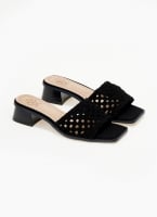 Mules suede με πλεκτή φάσα ERYNN