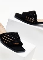Mules suede με πλεκτή φάσα ERYNN
