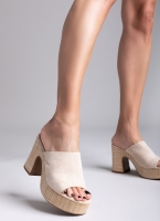 Mules suede με ψάθα στη σόλα ERYNN
