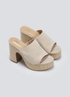Mules suede με ψάθα στη σόλα ERYNN