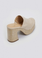 Mules suede με ψάθα στη σόλα ERYNN