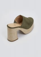 Mules suede με ψάθα στη σόλα  ERYNN