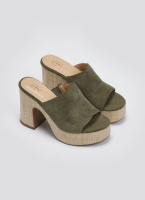Mules suede με ψάθα στη σόλα  ERYNN