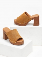 Clogs suede με χρυσά τρουκς Erynn
