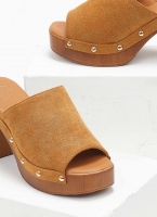 Clogs suede με χρυσά τρουκς Erynn