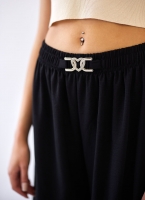 Παντελόνα wide leg με strass καρδιά
