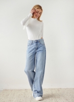 Παντελόνι τζιν wide leg με ξέφτια
