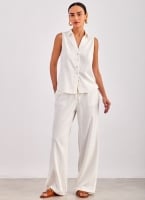Παντελόνι wide leg με λινό ONLY 15291807