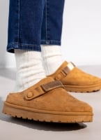 Παντόφλες suede με velcro και συννθετική γούνα ERYNN