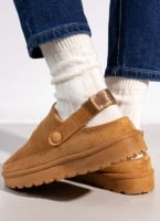 Παντόφλες suede με velcro και συννθετική γούνα ERYNN