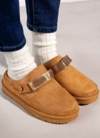 Παντόφλες suede με velcro και συννθετική γούνα ERYNN