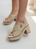 Πέδιλα platforms από ψάθα Refresh 171790