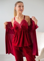Πιτζάμα velvet με ρόμπα