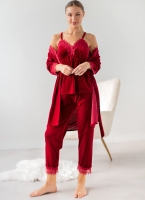 Πιτζάμα velvet με ρόμπα
