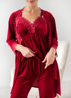 Πιτζάμα velvet με ρόμπα