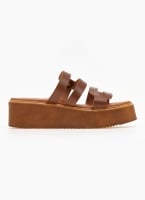 Σανδάλια flatforms δερμάτινα με ανοίγματα estil
