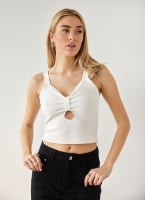 Crop top πλεκτό με άνοιγμα