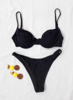 Ψηλόμεσο γκοφρέ bikini με μπανέλα