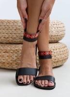 Σανδάλια δερμάτινα boho με φερμουάρ Estil