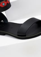 Σανδάλια δερμάτινα boho με φερμουάρ Estil