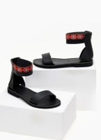 Σανδάλια δερμάτινα boho με φερμουάρ Estil
