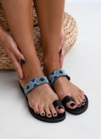 Σανδάλια δερμάτινα boho με χάντρες Estil