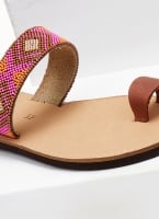 Σανδάλια δερμάτινα boho με χάντρες Estil