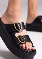 Σανδάλια δερμάτινα flatforms ATENEO