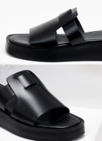 Σανδάλια δερμάτινα flatforms estil