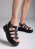 Σανδάλια δερμάτινα flatforms gladiator Estil
