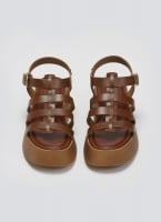 Σανδάλια δερμάτινα flatforms gladiator Estil