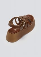 Σανδάλια δερμάτινα flatforms gladiator Estil