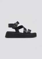 Σανδάλια δερμάτινα flatforms με φάσες Tfp