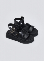 Σανδάλια δερμάτινα flatforms με φάσες Tfp