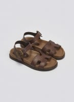 Σανδάλια δερμάτινα flatforms με μπαρέτα Carad
