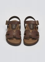 Σανδάλια δερμάτινα flatforms με μπαρέτα Carad
