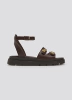 Σανδάλια δερμάτινα flatforms με μπαρέτα Tfp