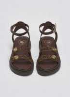 Σανδάλια δερμάτινα flatforms με print Tfp